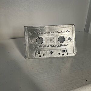 Cassette Tape Y2K-era Belt Buckle - Pewter, Great American Buckle Co.